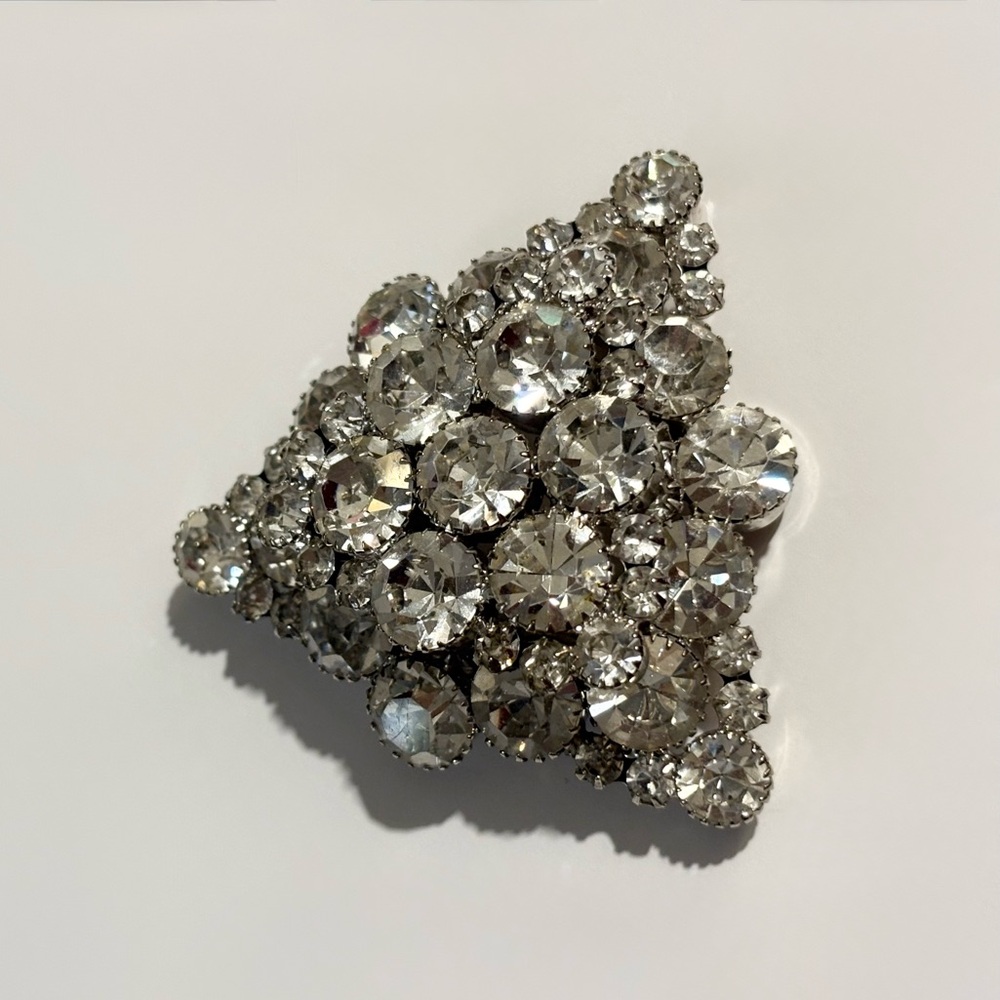 Estate Rhinestone Brooch Pin Silver Tone Clear Rhinestone Weiss?